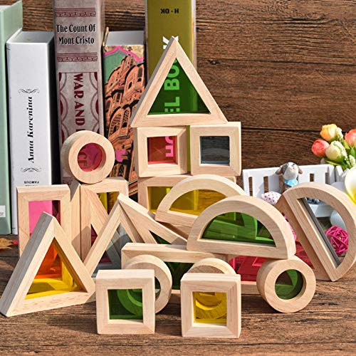 Agirlgle CHFK Wood Building Blocks Set For Kids 24 Pcs Rainbow Stacker Stacking Game Construction Toys Set Preschool Colorful Learning Educational Toys thumb #2