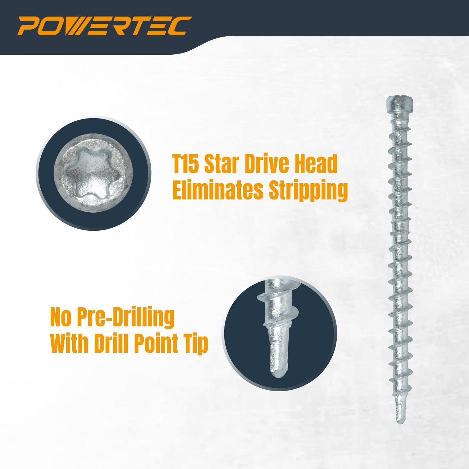 POWERTEC 72482 Edge Deck Screw Jig with 3 Board Spacing Options, T15 Torx Bits, and Deck Screws No.10 x 2-3/8", Hidden Fastener Deck Tool for Wood & Composite Decking