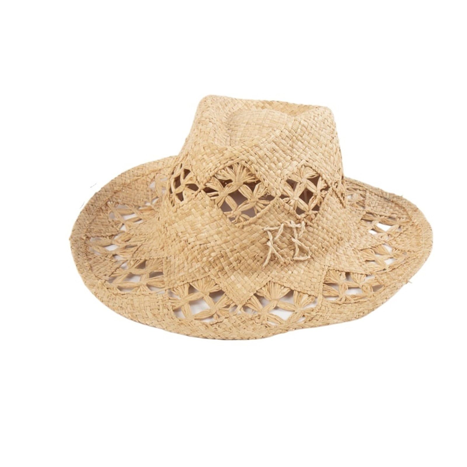 Cappello di Paglia con Logo Ricamato con Guscio in Metallo, Cappello da Sole in Stile Spagnolo per Spiaggia, Vacanze e Protezione Solare