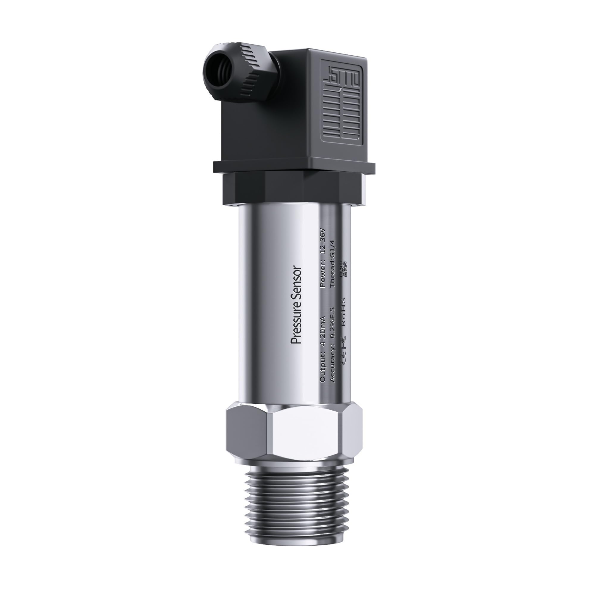 NOBIRTBSA Pressure Sensor 0-20Mpa 0-30Mpa 0-60Mpa Pressure Transmitter 4-20mA 0-10V RS485 Pressure Sensor Transducer G1/4 Pressure Transmitter(Output 4-20ma,0-1Mpa)