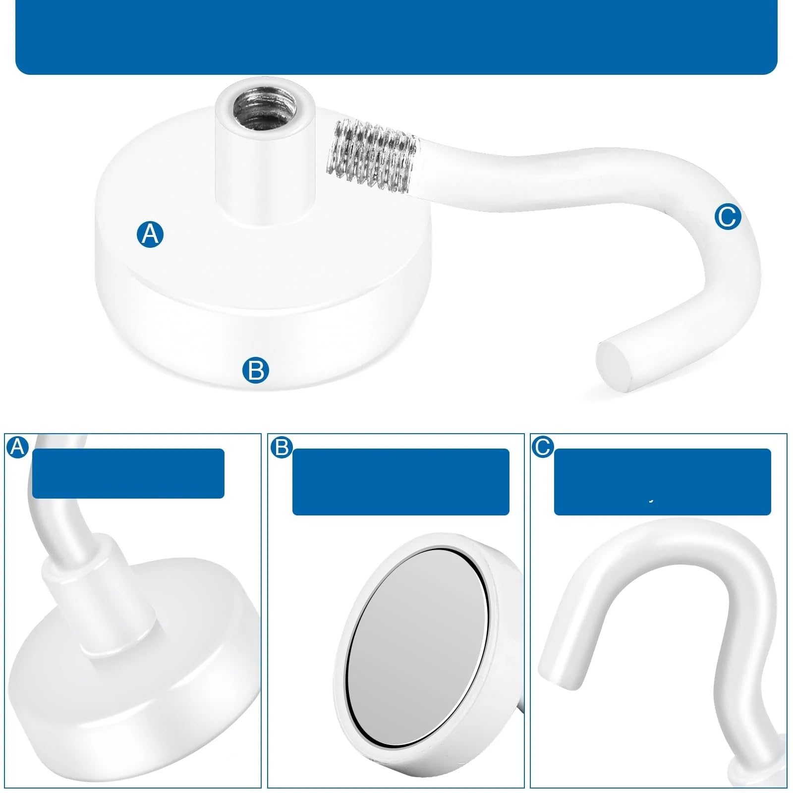 Ganchos magnéticos de almacenamiento for pared y techo refrigerador, 6 uds