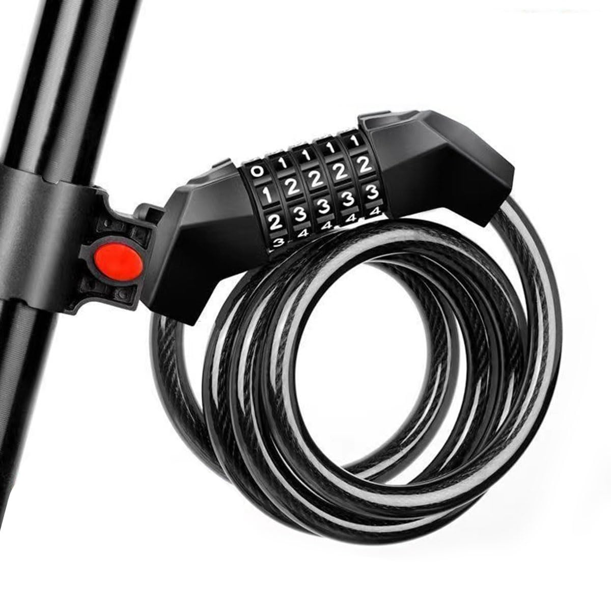 ECVV® 1.2M 5-Digit Resettable Combination Bicycle Lock, Anti-Theft Cycling Password Lock for Bikes and Scooters