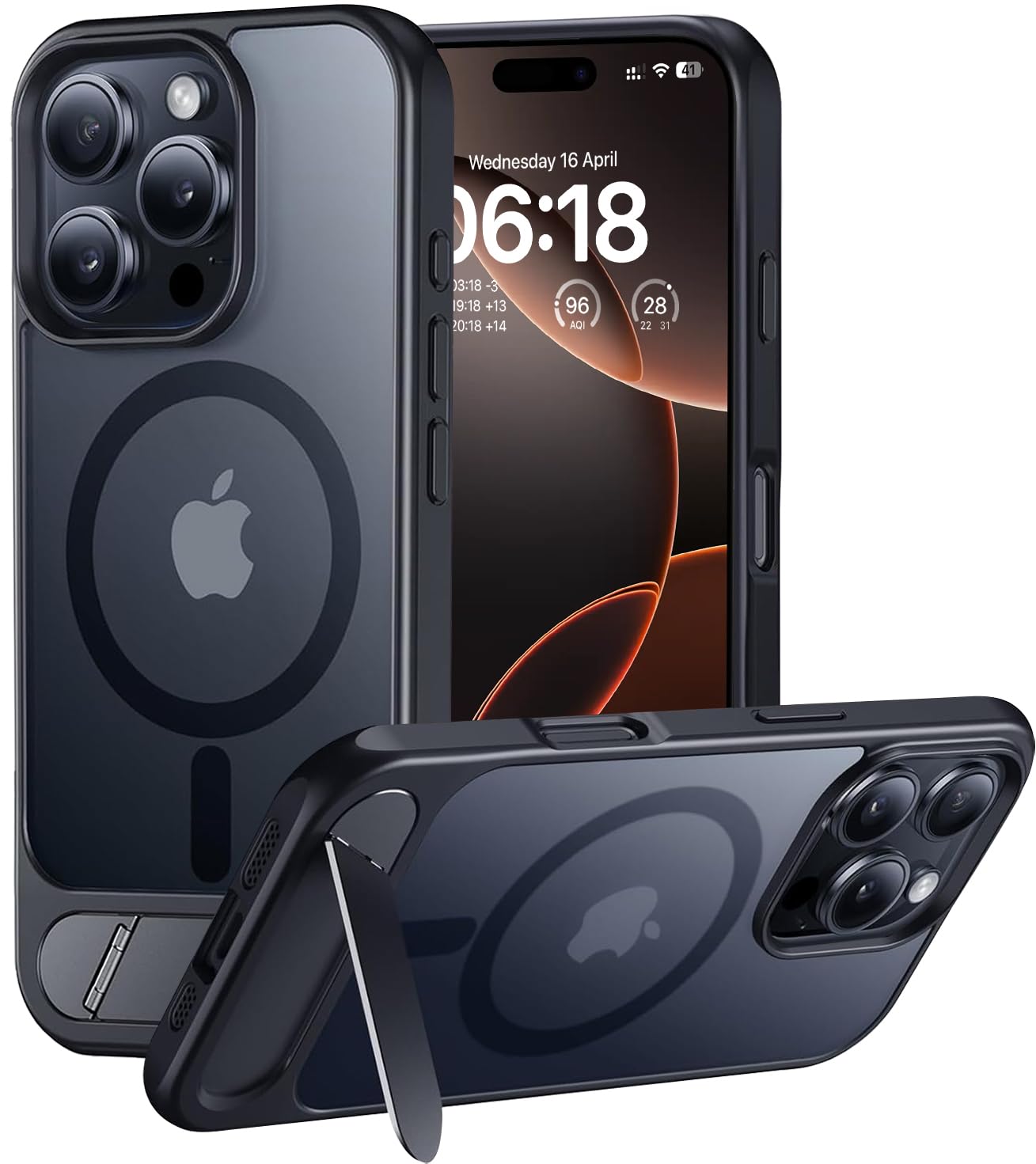 Eligo for iPhone 16 Pro Max Case, Compatible with MagSafe, Magnetic Cover with Invisible Stand, Shockproof Protection Phone Shell, Matte Kickstand Back Cases for Apple 16 Pro Max 6.9" (2024) (Black)