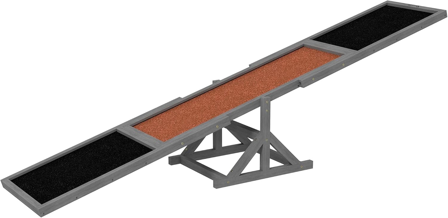 83Lx16Wx14H Premium Durable Heavy-Duty Wooden Construction Dog Agility Seesaw All-Weather Resistant Charcoal Gray for Dogs