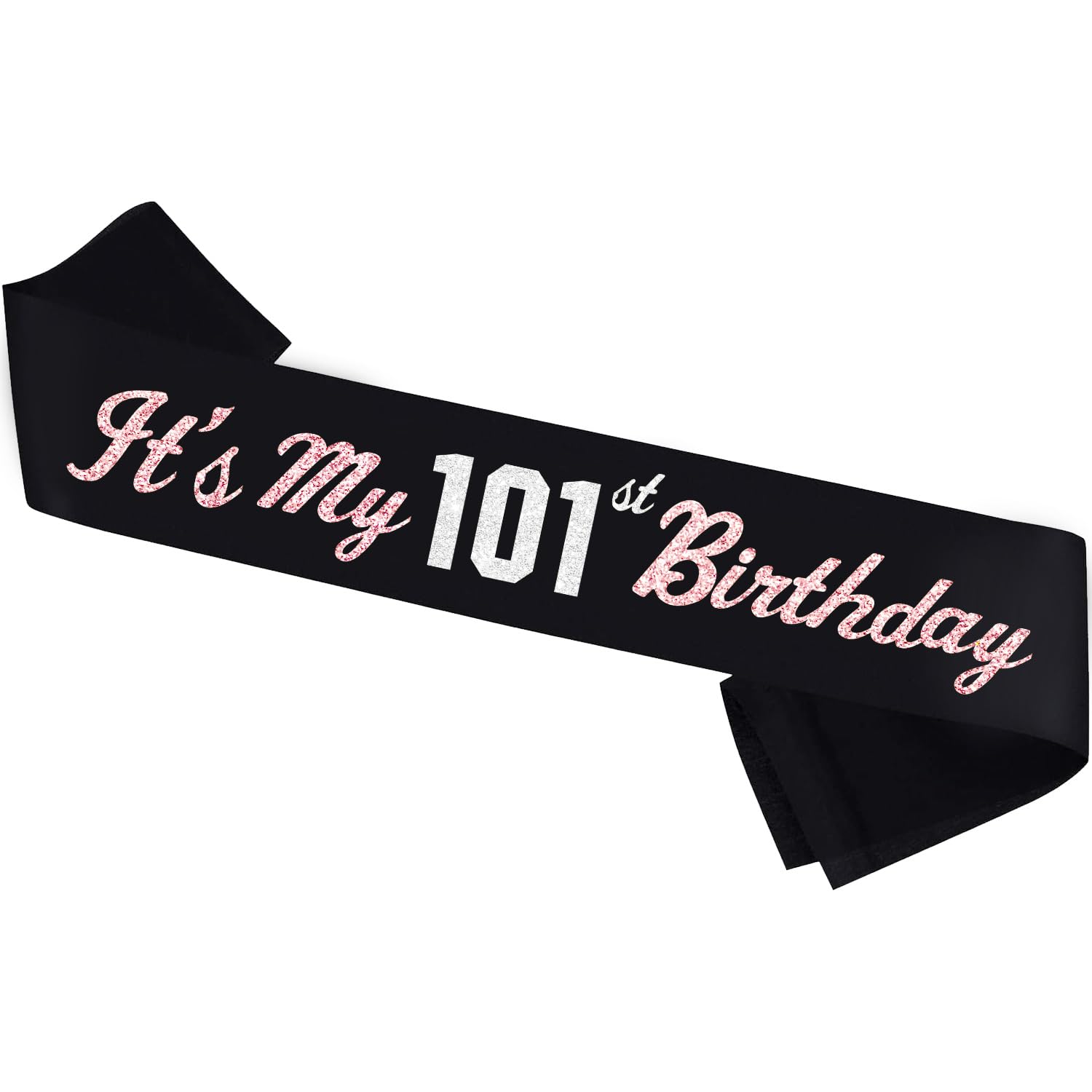 It’s My 101st Birthday Sash Silver Rose Gold Foil Black Satin Birthday Sash Happy 101st Birthday Party Gift Decorations Favors for Women Girls Men Boys (101) — image 1