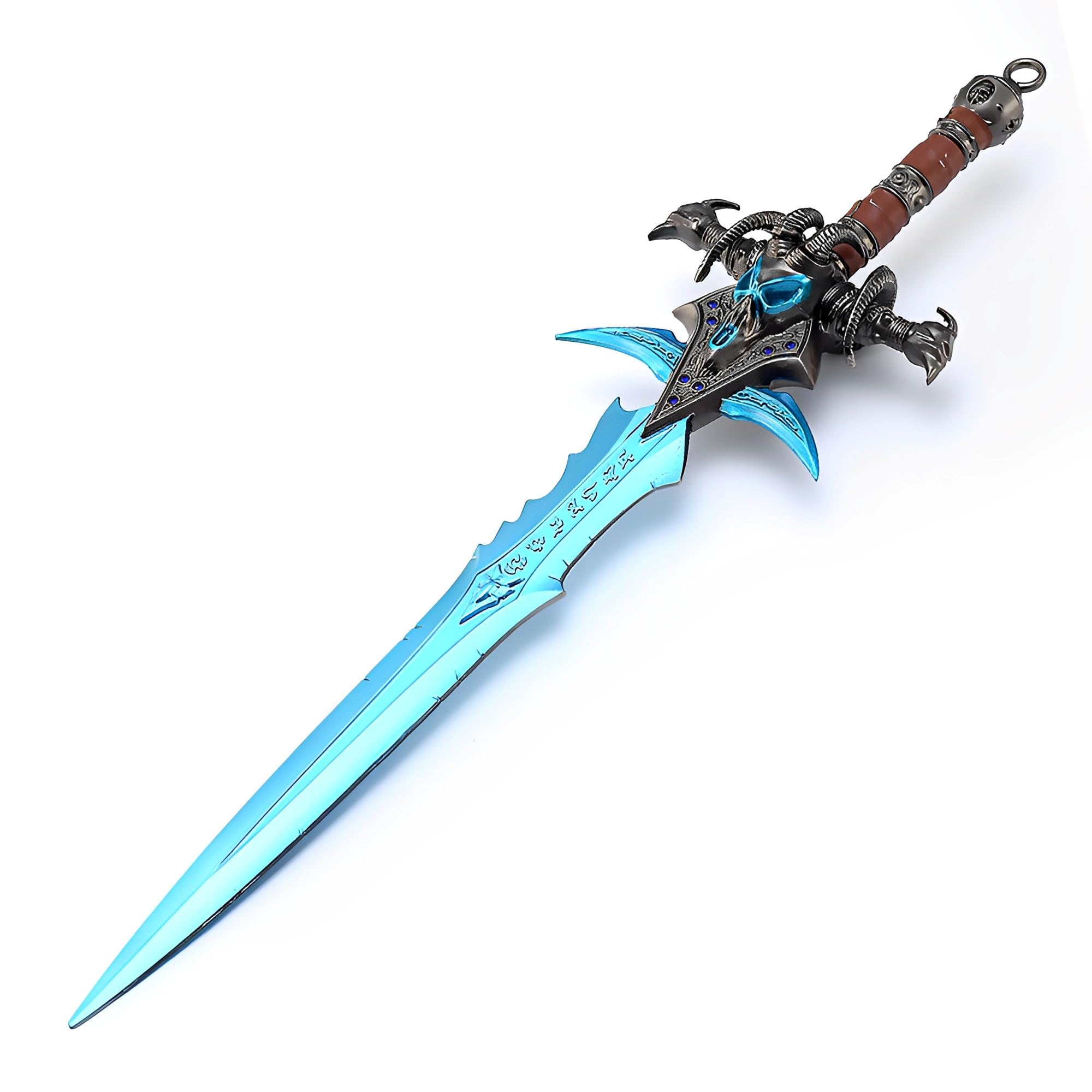 Modèle Greatsword, Modèle Frostmourne, Coloration Effet givré, Longueur 30 cm, entièrement en métal avec Support d'exposition