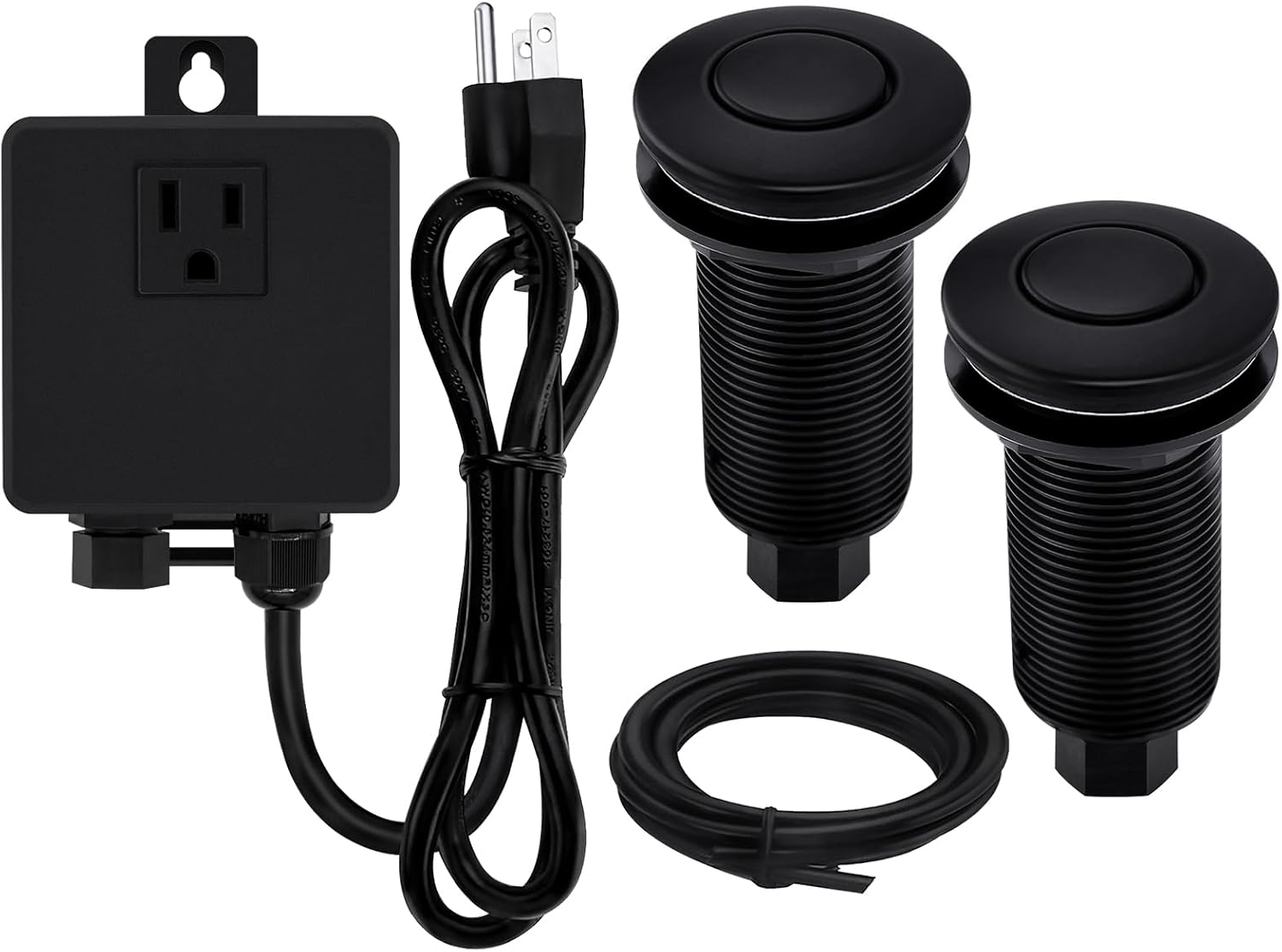 Garbage Disposal SinkTop Air Switch Spare set with Long Button,Brass Made Cover,Matte Black