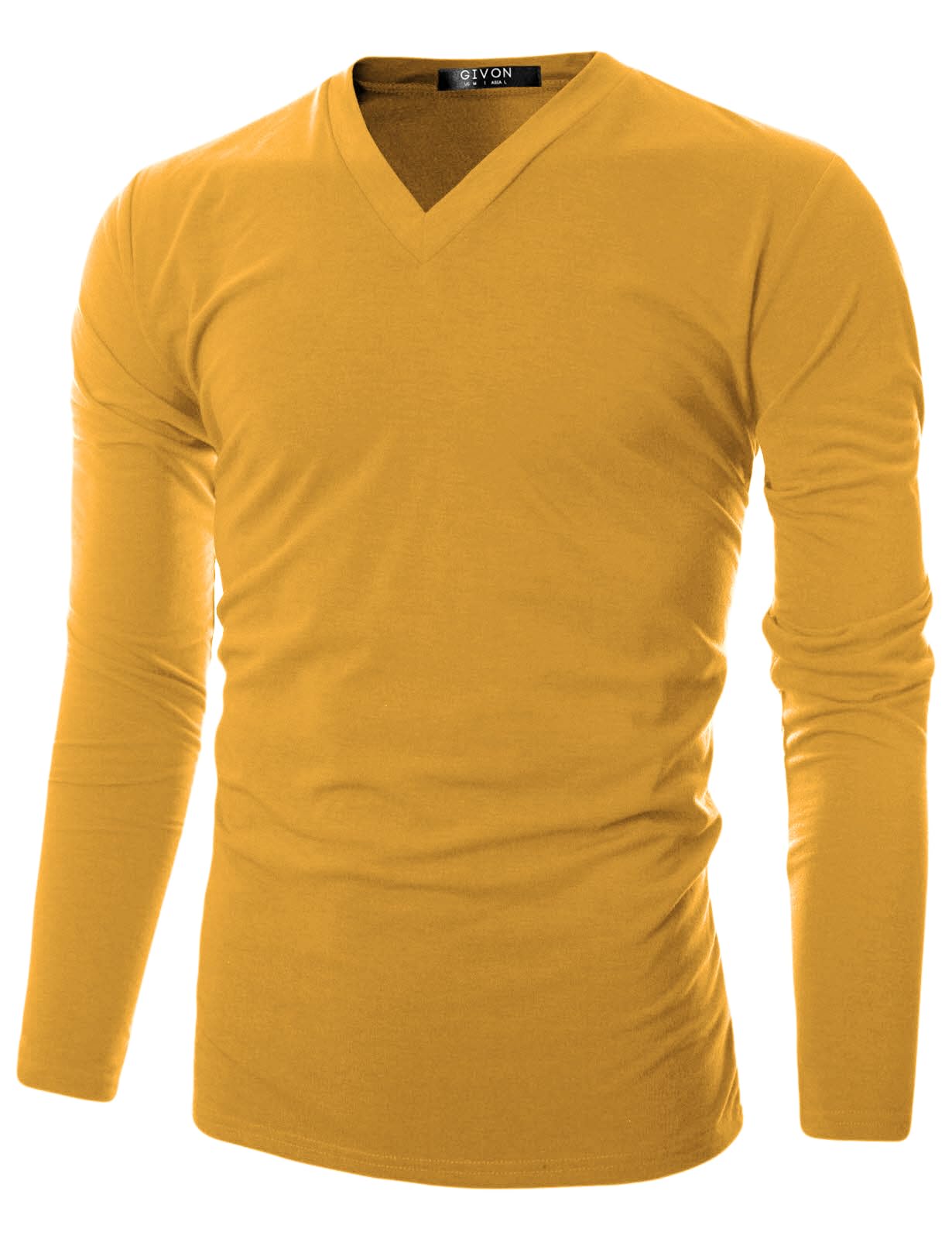 GIVON Men’s Slim Fit Fleece V-Neck Long Sleeve T-Shirt – Lightweight Thermal Base Layer – Stretchy Soft Casual Tee Top