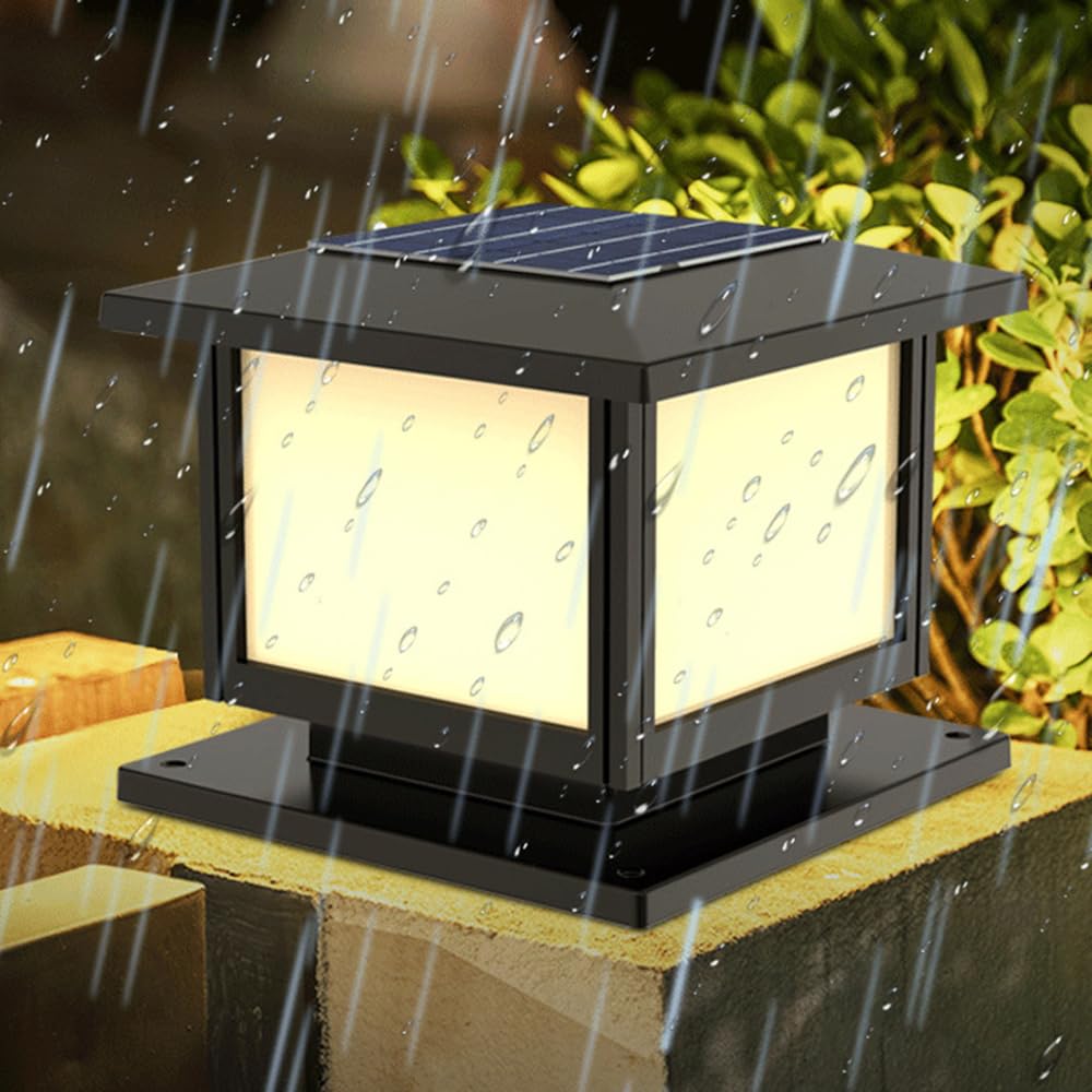 Minimalistyczna czarna zewnętrzna lampa solarna, idealna na