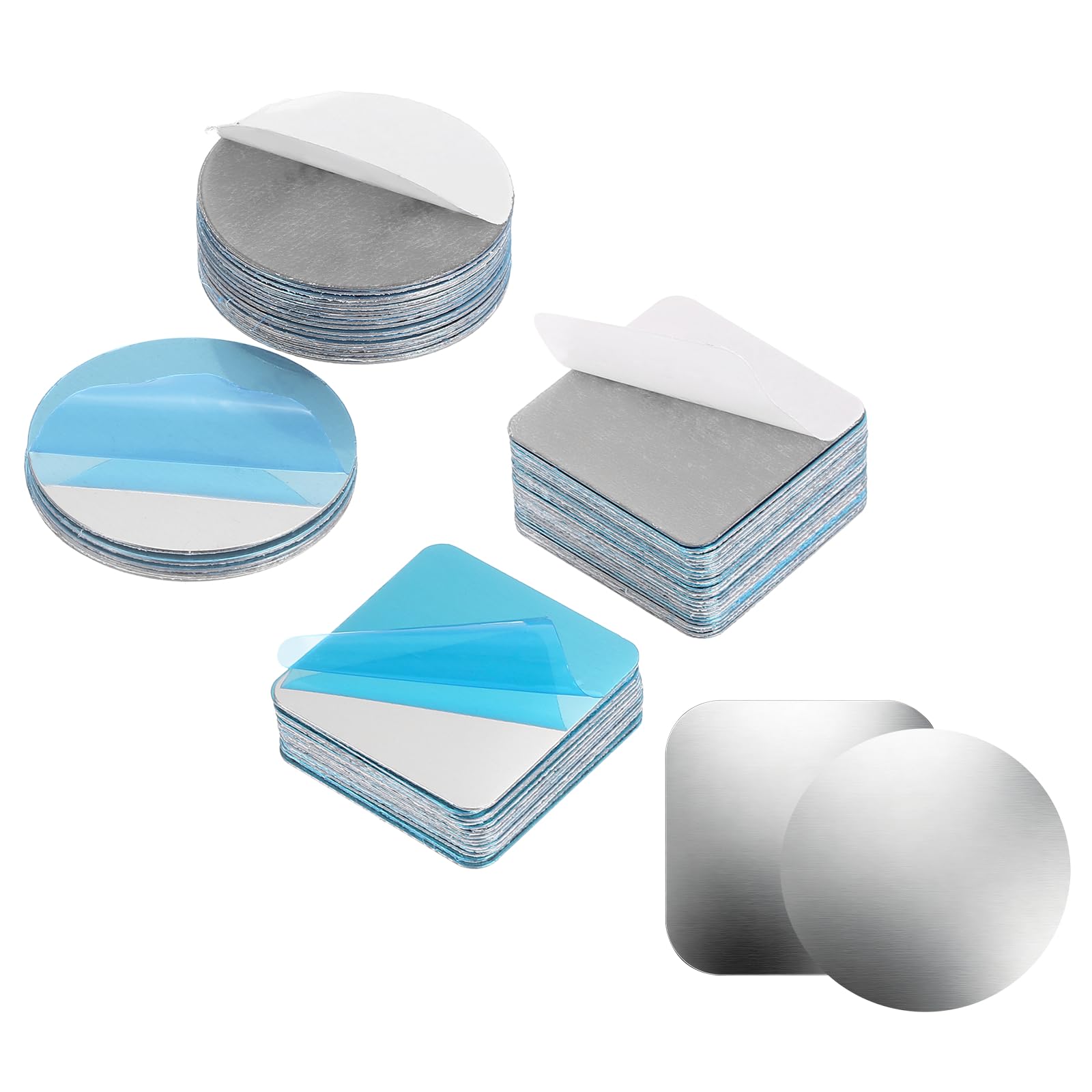 Nexarelle 40pcs Adhesive Metal Plate for Phone Magnet (1.2 Inch) - Round Rectangular Iron Stickers Universal Plates Sheets for Magnetic Car Mount Holders/Phone Case/Wall