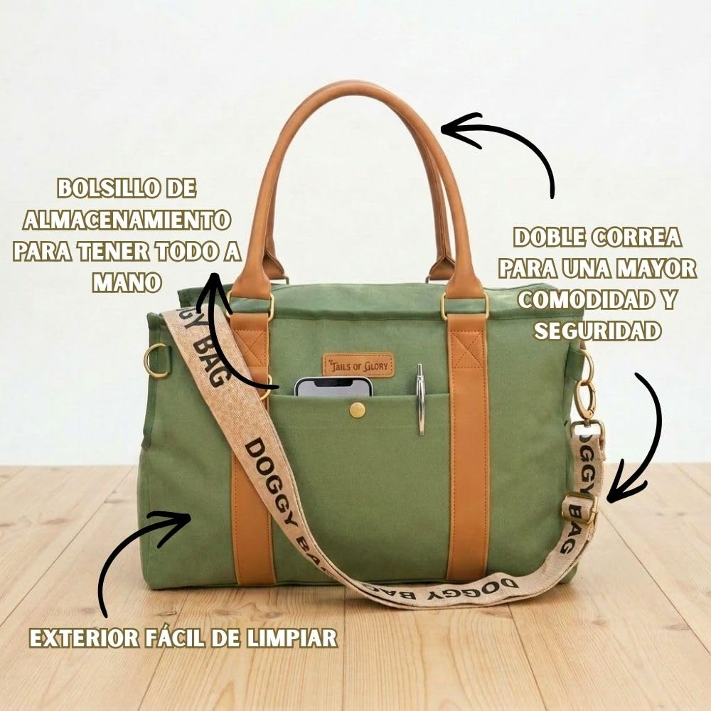 Bolso de Viaje para Perros y transportín Bandolera hasta 8 kg | Tails of Glory Jane Bag: bolsa de transporte para perros y gatos pequeños, práctica para paseos y viajes.