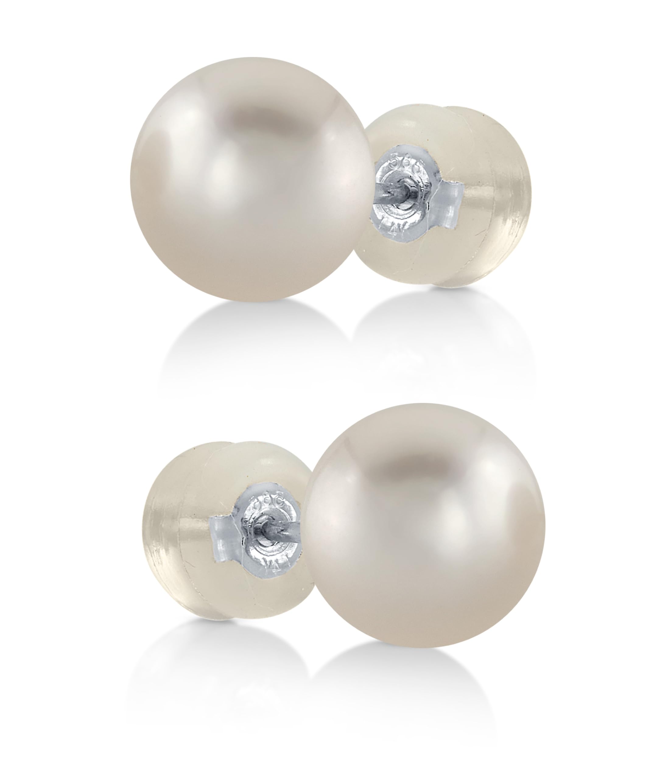 The Pearl Source Real White Akoya Pearl Stud Earrings for Women, AAA Grade