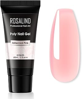 ROSALIND 60g Poly Nail Gel Millennial Pink Color, Pink Poly Extension Gel Jelly Color Poly Builder Nail Quick Building Acrylic Nails Poly Extension Gel Poly Thickening Nail Art Trendy Beauty Gift