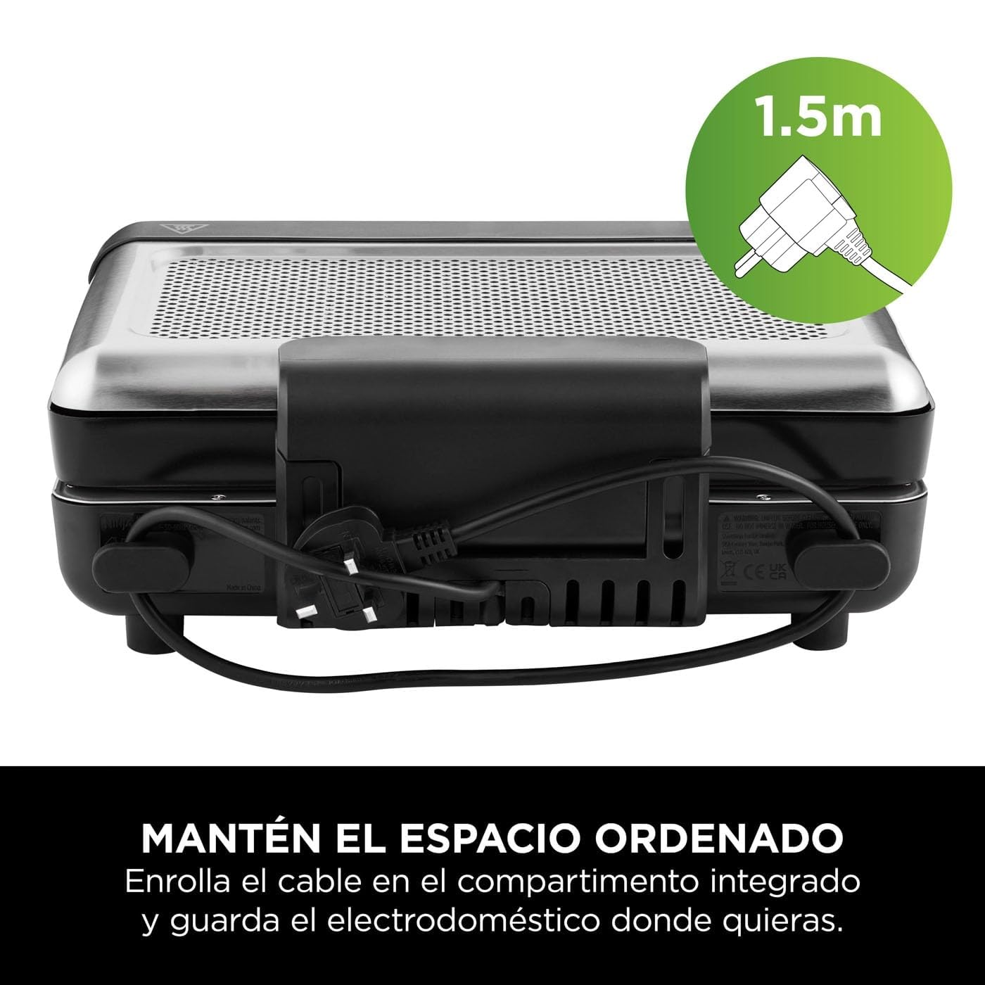 Ninja Sizzle Parrilla y Plancha de Interior Eléctrica, Gris, GR101EU | Dos Placas Intercambiables Antiadherentes, Aptas para Lavavajillas, Bandeja para Grasa, Control de Temperatura y Recetas