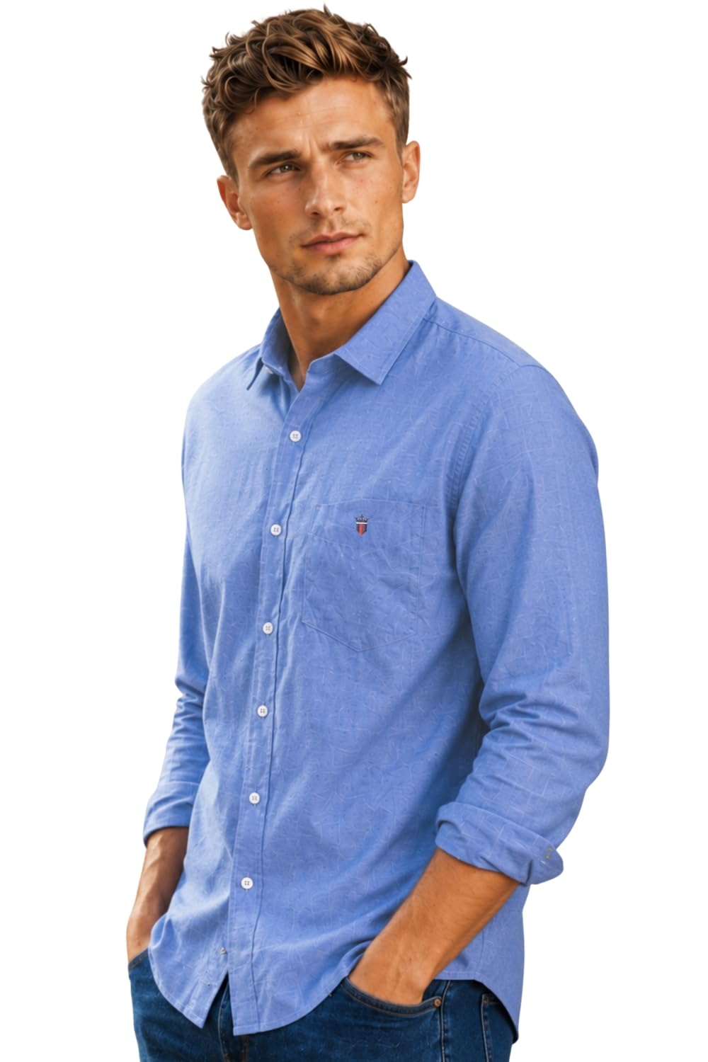 louis philippe Men's Premium Cotton Easy to Care Slim fit Textured Casual Shirt with Natural Stretch-picture-34
