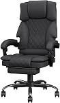 Chaise de bureau, chaise de bureau ergonomique avec repose pied ＆ Siège large, tissu Grande et grande chaise d'ordinateur pour adultes, inclinateur exécutif lourd, chaise de bureau réglable, 350LBS, Gris profond