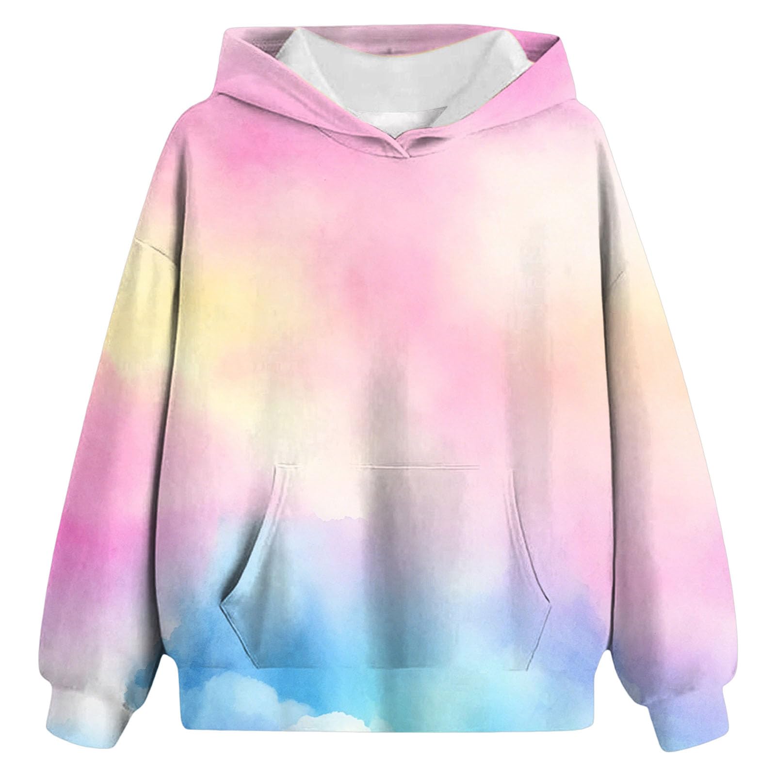 Felpa con Cappuccio Oversize Tie Dye per Bambini, Stile Autunno/Inverno, alla Moda, Sportiva. Felpa Bambina Senza Cappuccio