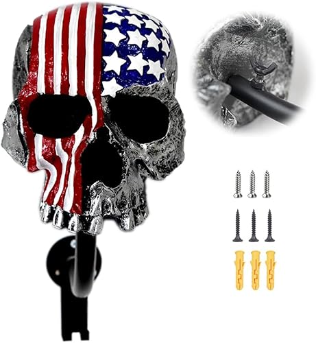 Accesorios para motocicleta soporte para casco de calavera de color soporte de pared con 2 ganchos para abrigos gorras béisbol y casco de rugby