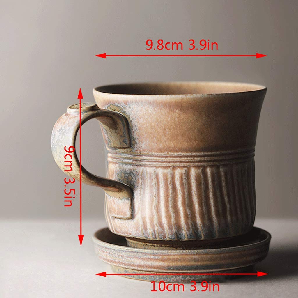 Kubki do kawy kubek 390 ml ręcznie robiony ceramiczny kubek do kawy ze spodkami biurowy kubek do herbaty vintage design do kawy mleka filiżanka do kawy (kolor: B)
