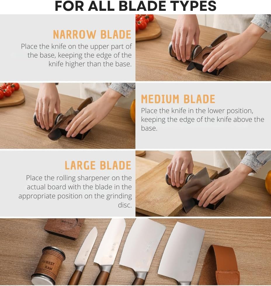 Rolling Knife Sharpener Kit – Multi-Angle Kitchen Knife Sharpening Tool for Razor Sharp Edges – Diamond Roller Sharpener with Magnetic Base – 15, 17, 20, & 22 Degrees