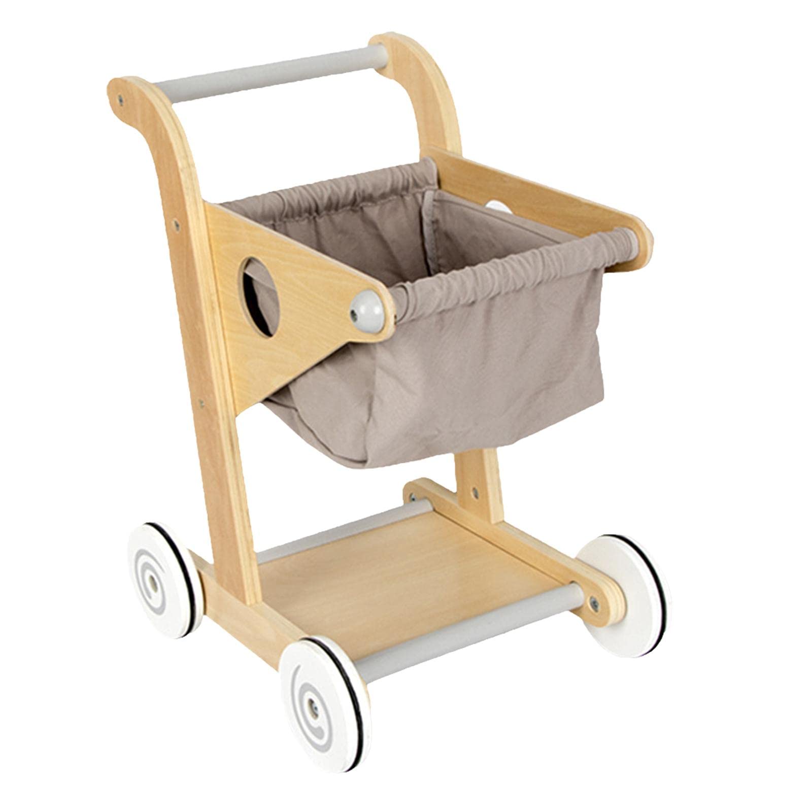 harayaa Carrello Giocattolo in Legno per attività di Spesa per Bambini, Grigio