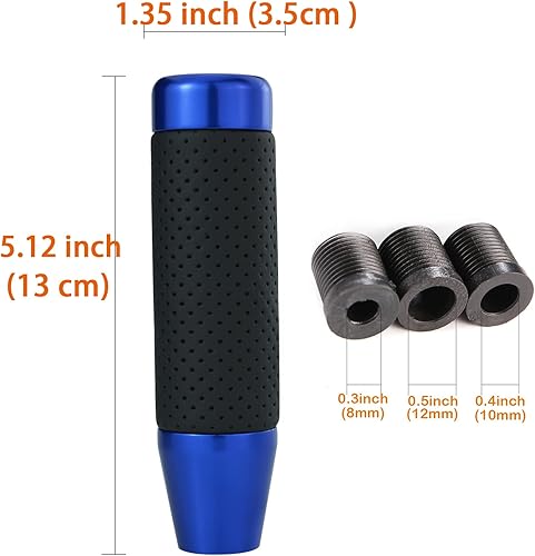 Miniatura 3 de Arenbel Pomo de palanca de cambios manual de aleación de cuero de 5 pulgadas de largo, se adapta a la mayoría de vehículos de transmisión automática