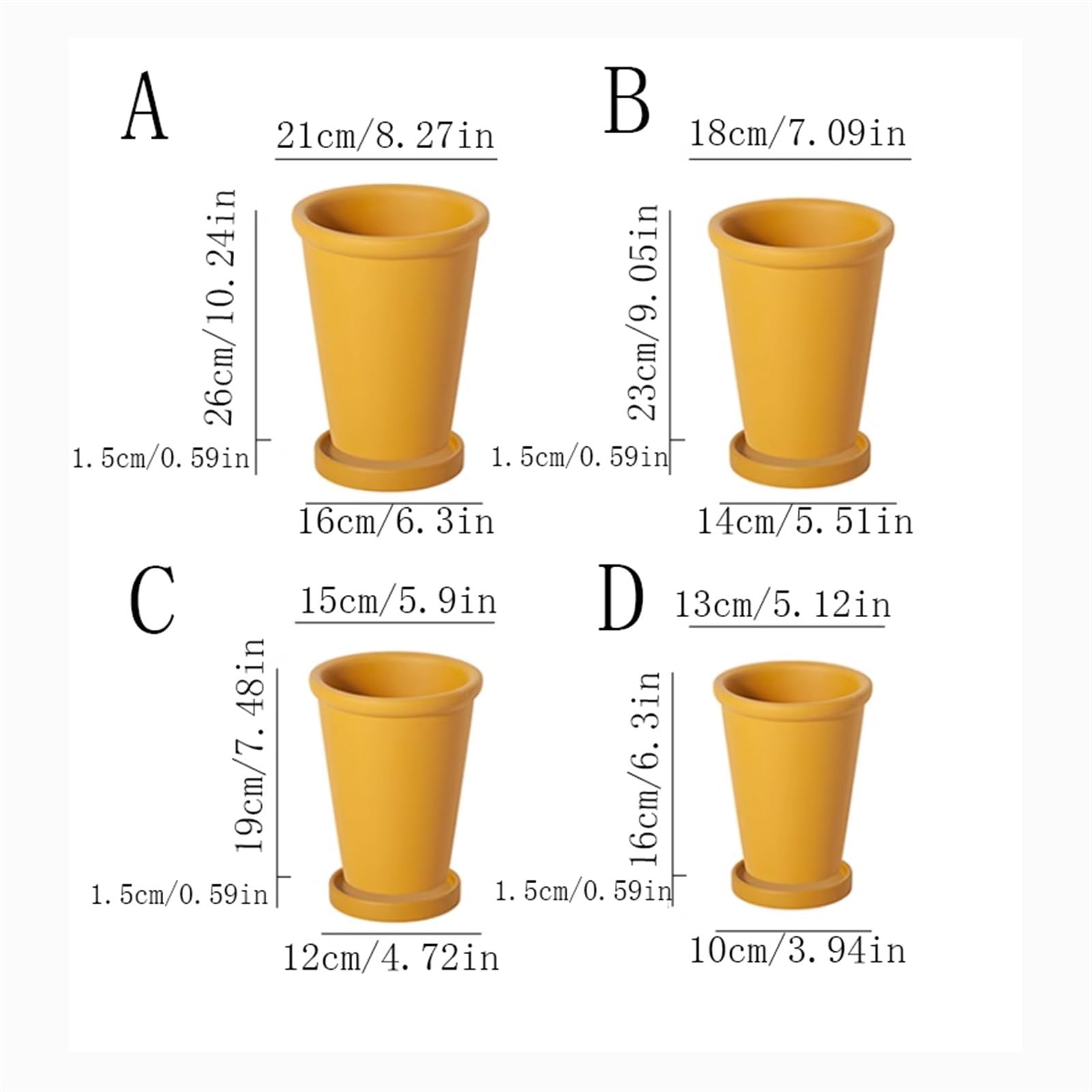 Doniczka kwiatowa Doniczki Jednokolorowe Wysokie Cienkie Okrągłe Grube boczne Doniczki Wysokie Proste z tacą Ceramiczne donice do domu/biura/ogrodu/balkonu Doniczki na Rośliny (Color : Pink, S