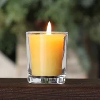 100% Pure Raw Beeswax 15-Hour Votive Candles in Glass (Set of 8)