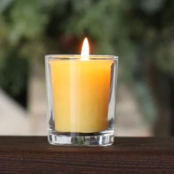 100% Pure Raw Beeswax 15-Hour Votive Candles in Glass (Set of 8)