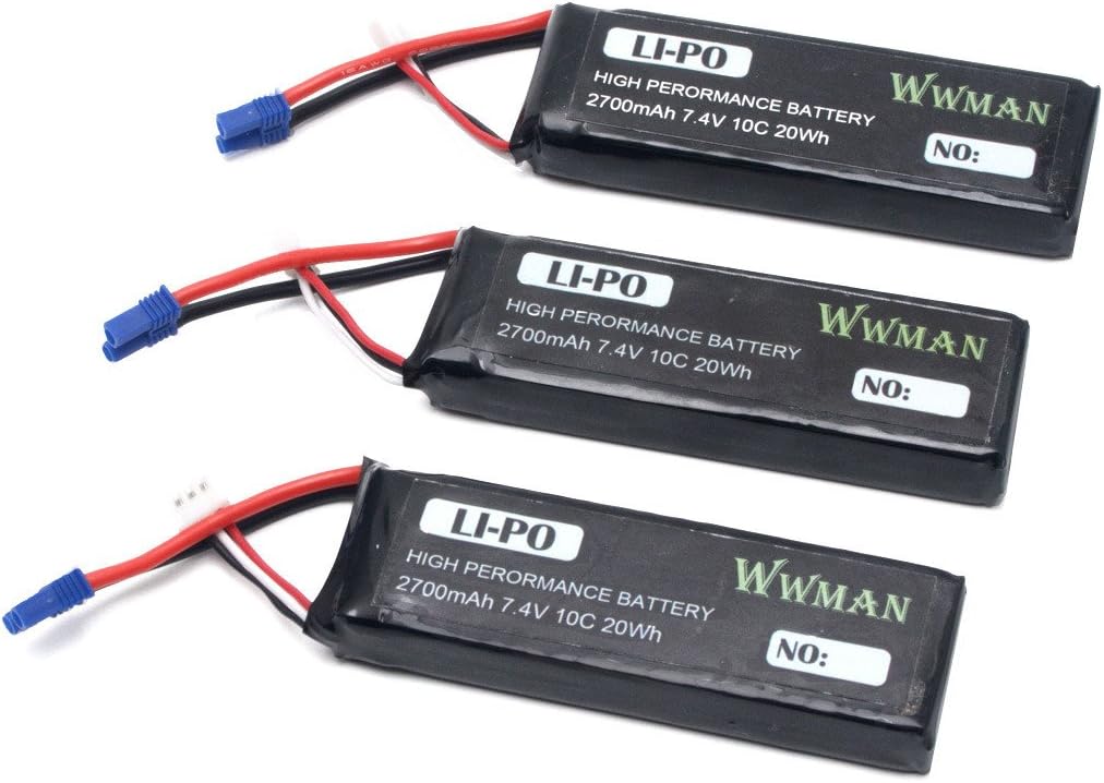 Wwman 3pcs 7.4V 2700mAh 10C Battery for Hubsan H501S X4 H501C RC quadcopter drone spare part