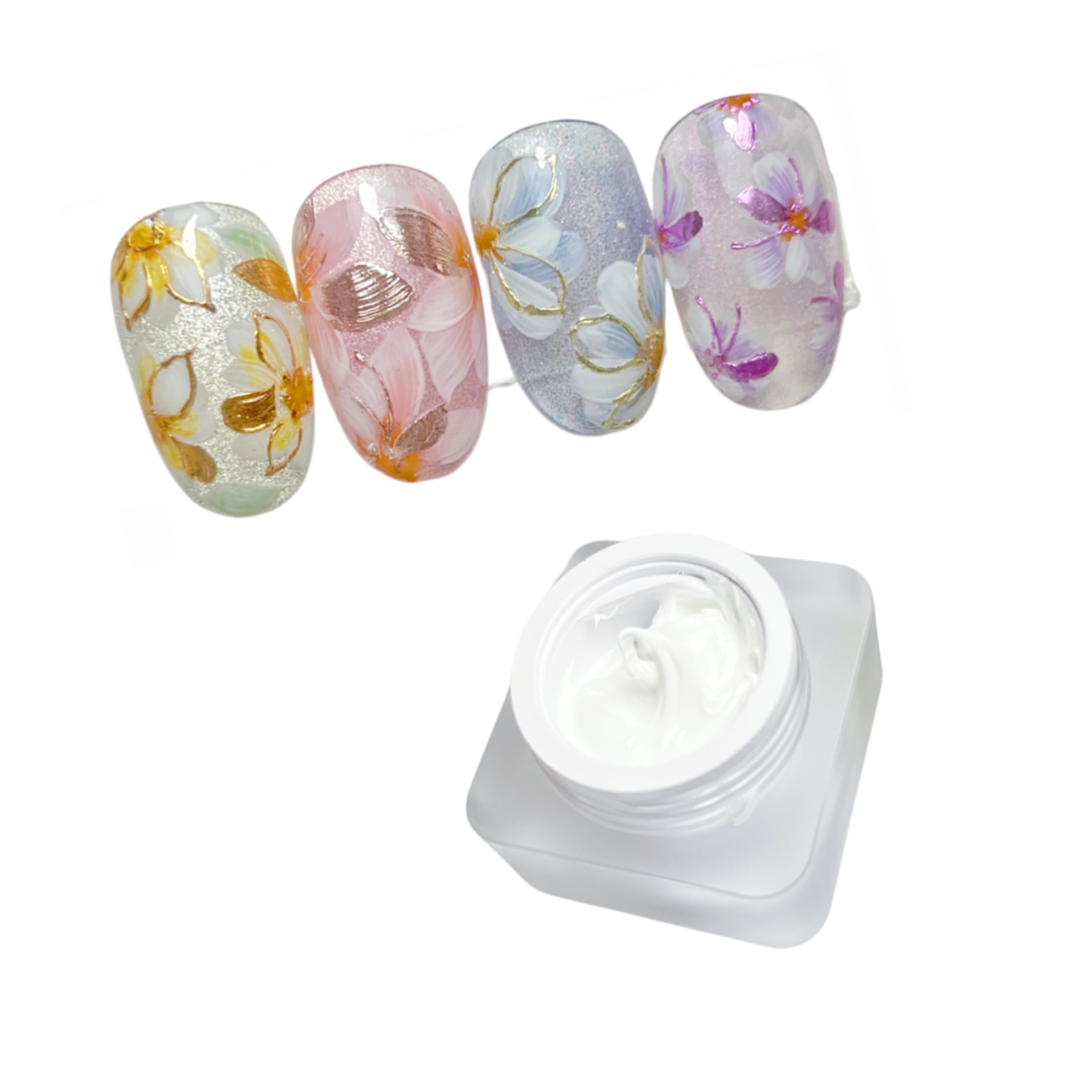 Nail Gel polish sculpture gel 5g white in colour clear stroke non wipe chrome applicable DIY at home embossed painting gel Nail solons mini 3D designs (White, 5g)
