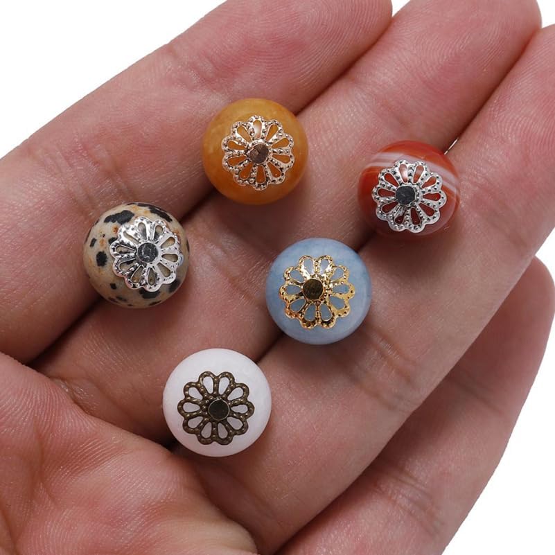 SUPVOX Diy Jewelry Accessories Natural Metal Bead End Caps Flower Spacer Pendant Charms for Bracelets Necklaces Anklets Craft Making 0.27 Inch - Image 4