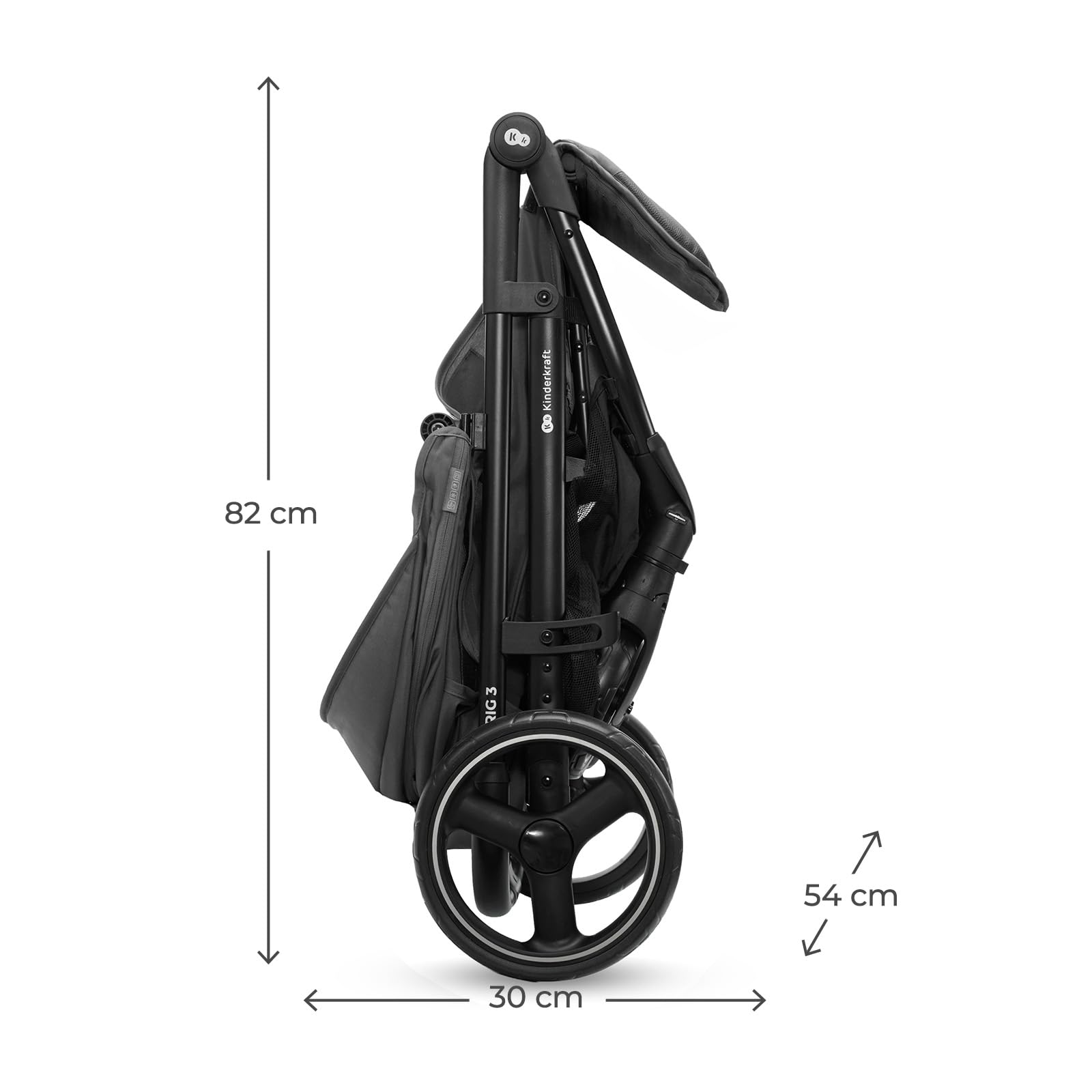 Kinderkraft TRIG 3 con vassoio, Passeggino 22 kg, CLICK & FOLD, Grigio