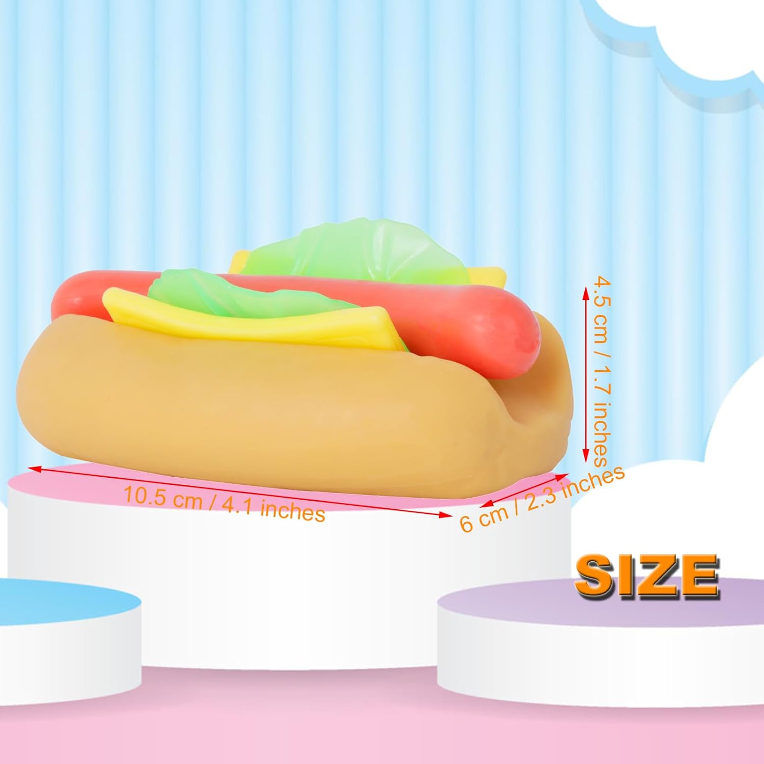 Hot Dog Toy 4 Layers Detachable Hot Dogs Burger Stress Relief Stretch and Squeeze Stress Toys Simulation Food Squishies Birthday Gift for Kid (Hot Dog)