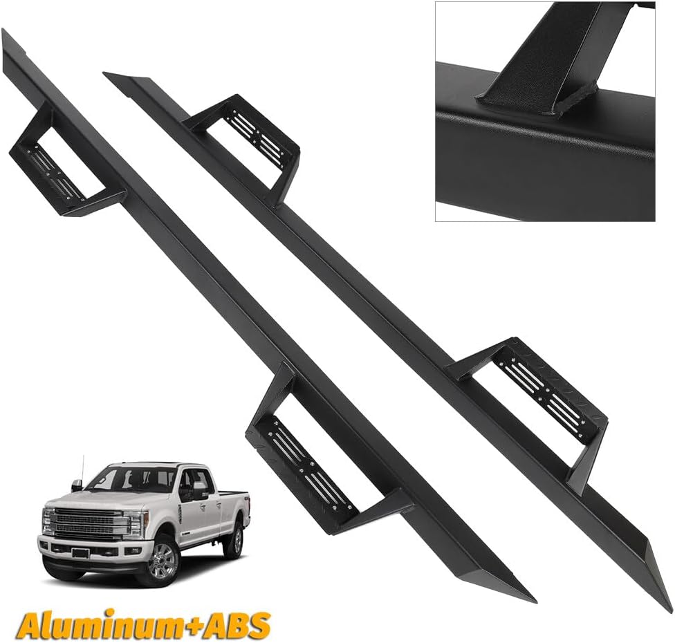 INEEDUP Running Board Nerf Bar Side Step Aluminum Alloy & ABS Plastic Fit 1999-2016 For Ford F-250 / F-350 Sd Crew Cab Black Nerf Bars Side Steps Running Boards Rt, Medium