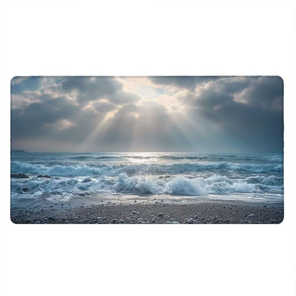 Duża podkładka pod mysz do gier XXL 1200 x 600 x 3 mm z zszytymi krawędziami, trwała antypoślizgowa podstawa z naturalnej gumy, zmywalna podkładka pod klawiaturę, nadaje się do gier, domu biura