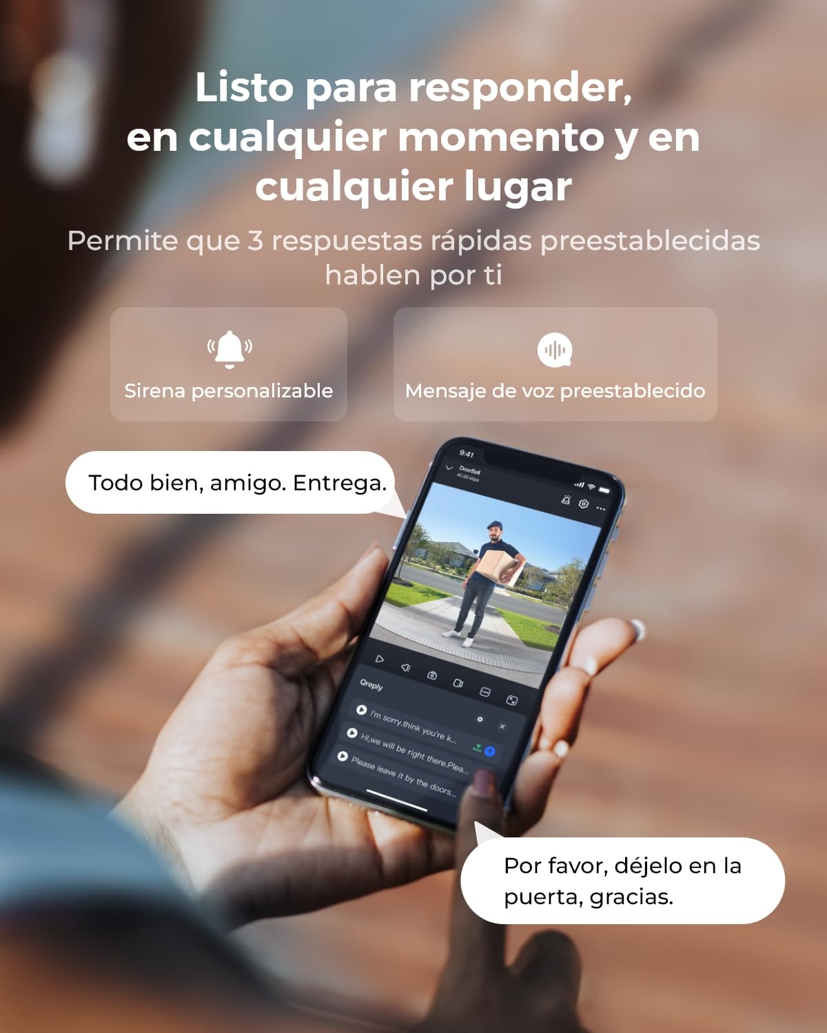 Reolink 2K Timbre Inalámbrico Exterior Impermeable con Camara, Vista de 150°x150°, 2,4/5GHz Wi-Fi, Alimentación por Batería/Cable, Detección de Persona/Vehículo/Paquete, Video Doorbell (Batería)