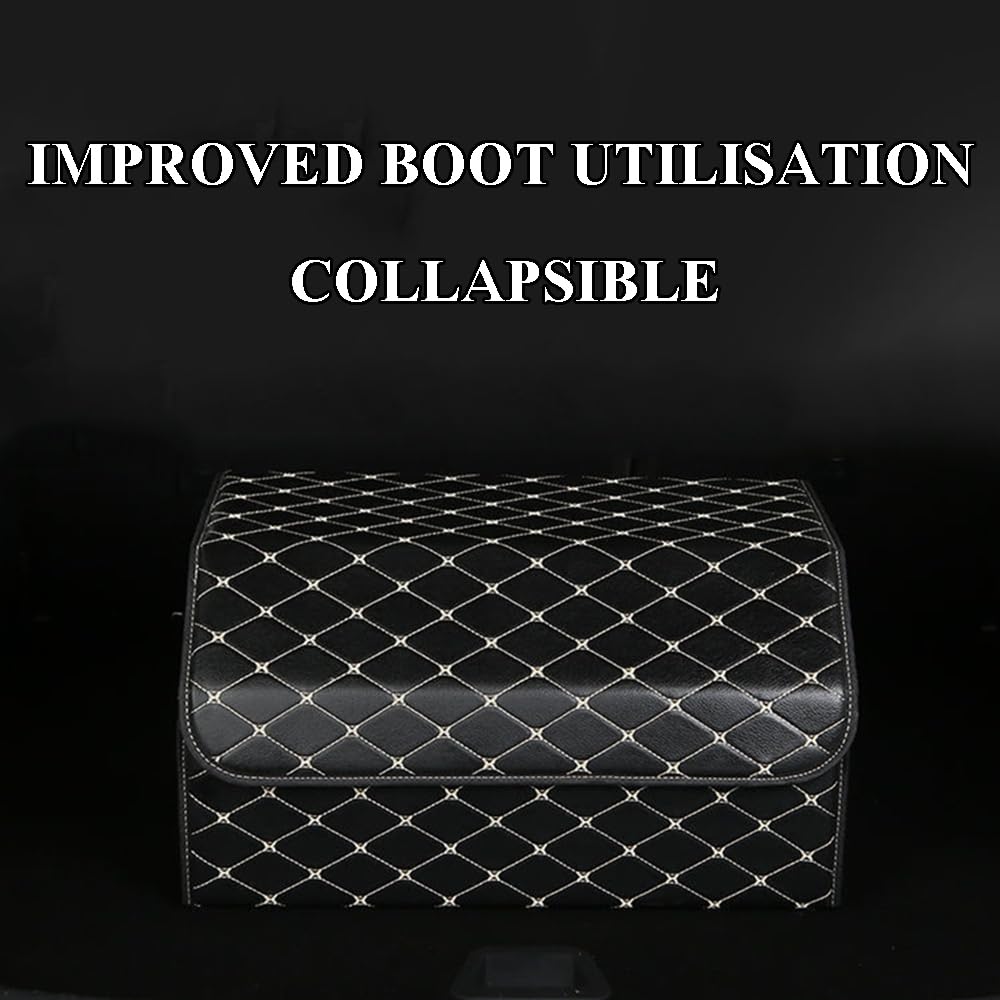 Organizer per Auto per Citroen DS3 DS4 DS5 DS7 DS9, Organizer Bagagliaio Auto, Borsa Pieghevole per Baule Organizzatore Portabagagli Organizer per Baule Auto con Coperchio,Black+Red-40 * 30