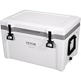 VEVOR Ultra-Light Hard Cooler&comma; Ice Retention Cooler with Heavy Duty Handle&comma; Ice Chest Lunch Box for Camping&comma; Travel&comma; Outdoor&comma; Keeps Cool for up to 6 Days&comma; 30&percnt; Lighter Than Rotomolded Coolers