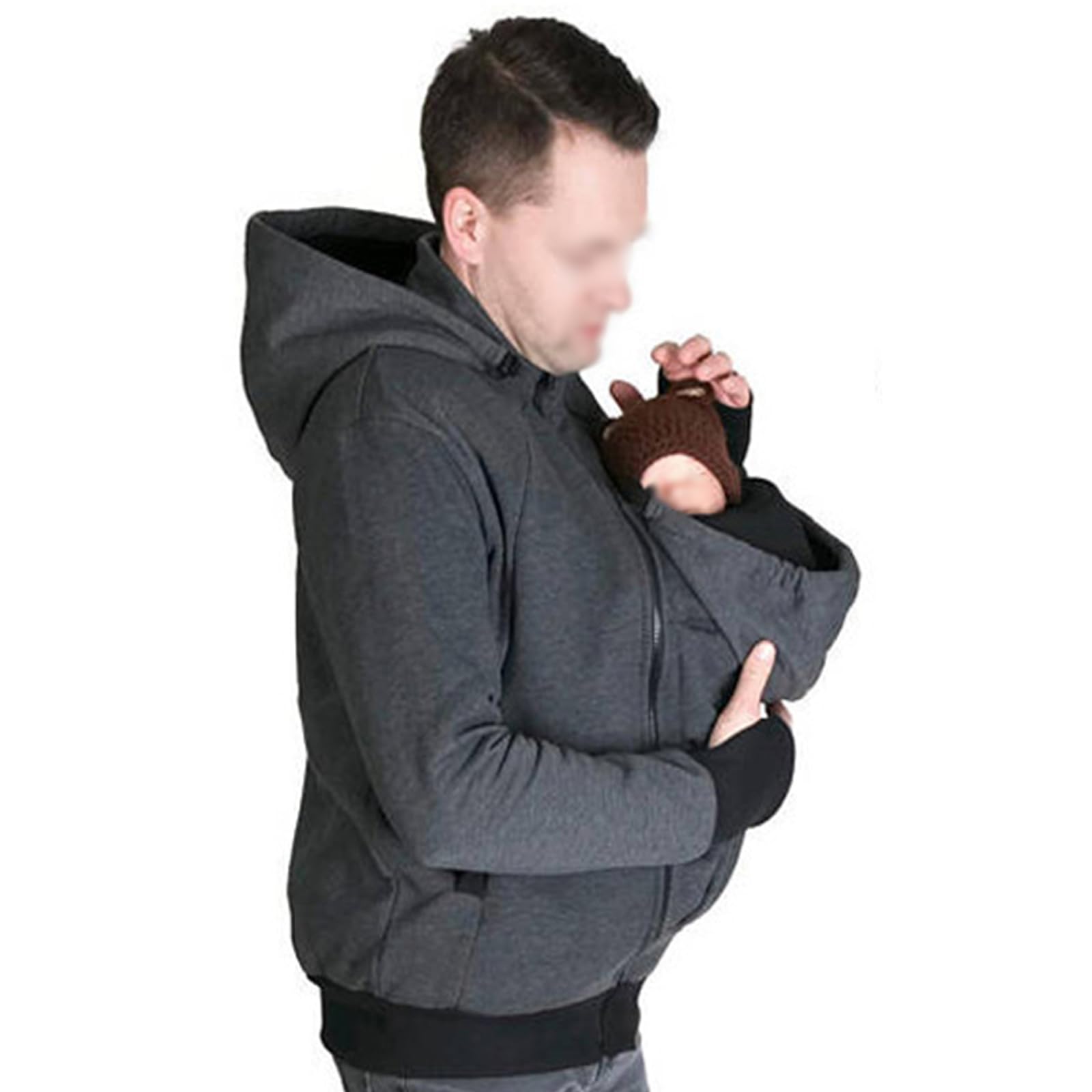 Veste Portage 3 En 1 Kangourou Softshell Maternité Hiver – Polaire Chaud, Capuche Bébé Détachable, Pochette Allaitement