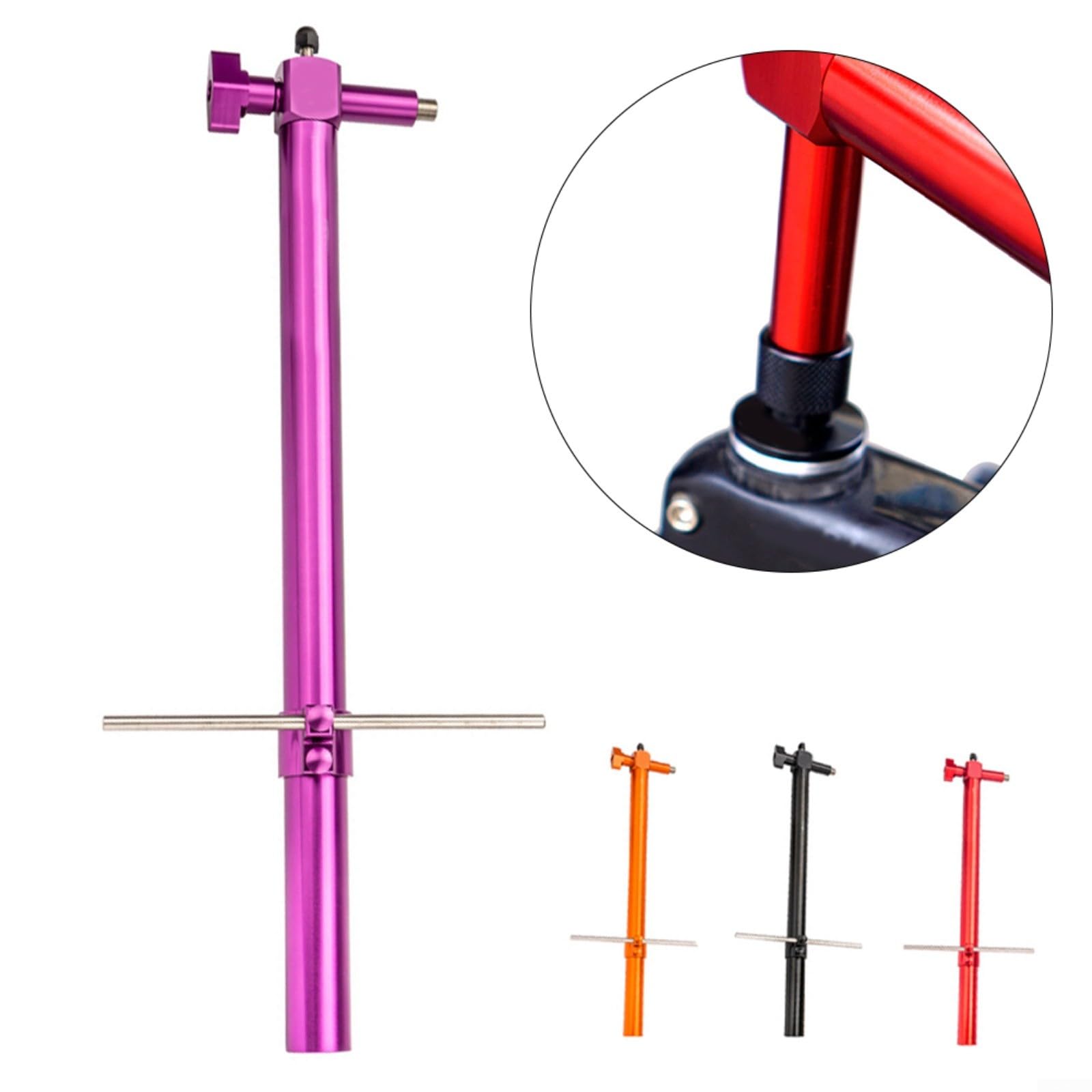Ajuste de simetría de manillar de bicicleta de carretera, herramienta de alineación de altura de tornillo de acero inoxidable para palancas de control duales, morado (rojo)