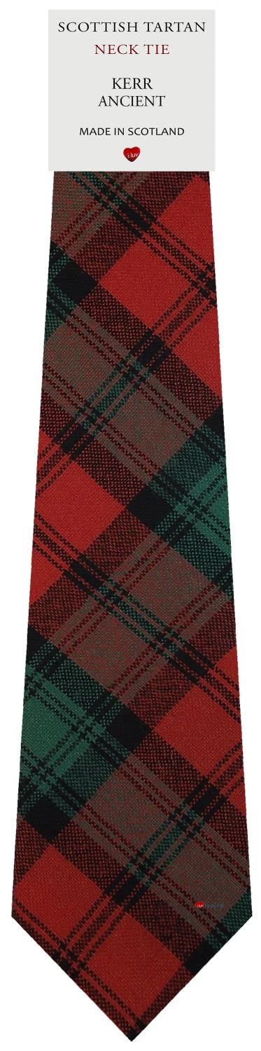 I LUV LTD Mens All Wool Tie Woven And Made in Scotland in Kerr Ancient Tartan
