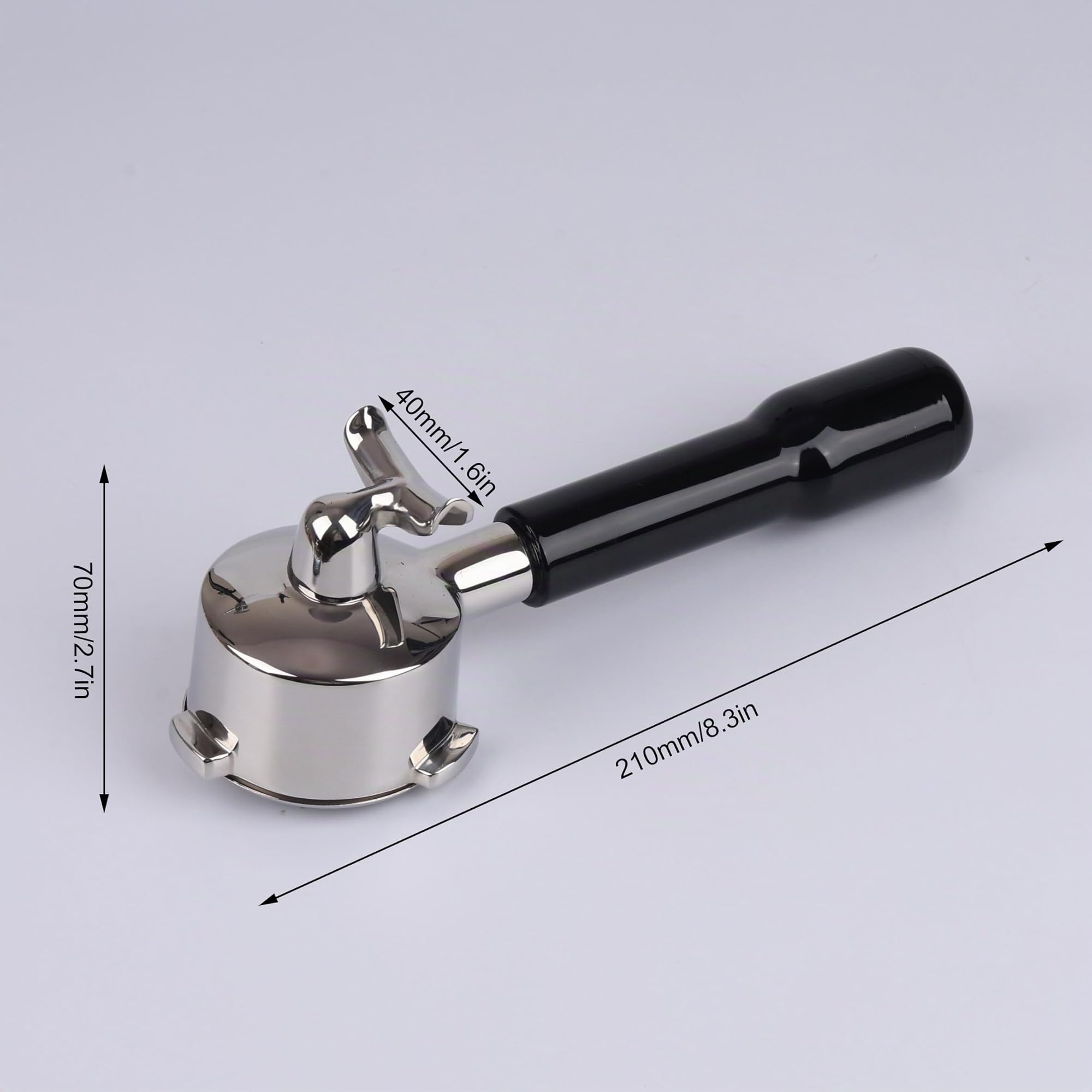 Porte-filtre à double bec 54 mm pour Sage/Breville Barista BES 870/878/880 Panier à filtre avec bois ABS et porte-filtre en acier inoxydable Noir