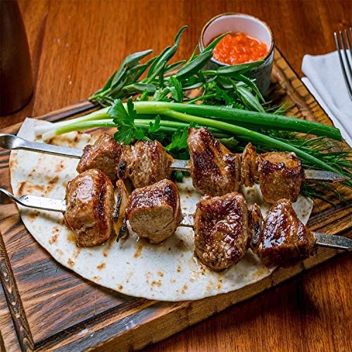 Maridergo Kebab Skewers, 12PCS Stainless Steel BBQ Kebab Meat Skewers Set, Flat Barbecue Shish Kebab Stick for Meat Vegetables
