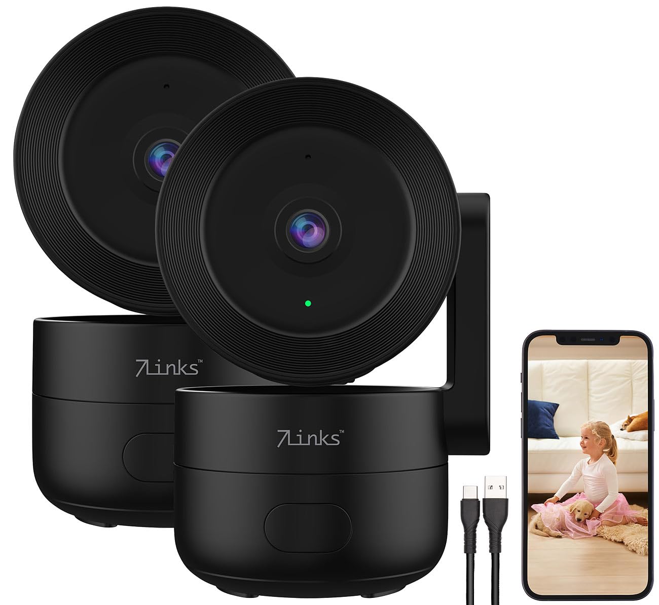 7links telecamera WLAN interna: Telecamera di sorveglianza Wi-Fi IP, Funzione Pan/Tilt, risoluzione 2K (di sorveglianza Elesion, orientabile)