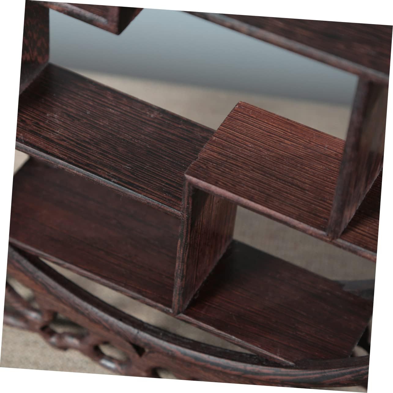 1pc Solid Wood Retro Antique Shelf Vintage Display Stand for Crafts Unique Cucurbit Shape Design for Living Room and Teahouse Decor