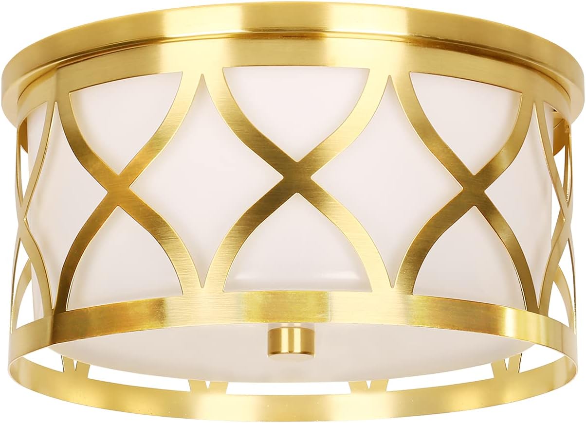 12 inch LED Flush Mount Ceiling Light, 3000K/4000K/5000K Modern Integrated LED Round Lighting Fixture, with Metal Frame & Acrylic Shade, Brushed Nickel Ceiling Light Fixtures for Bathroom, Hallway - - 