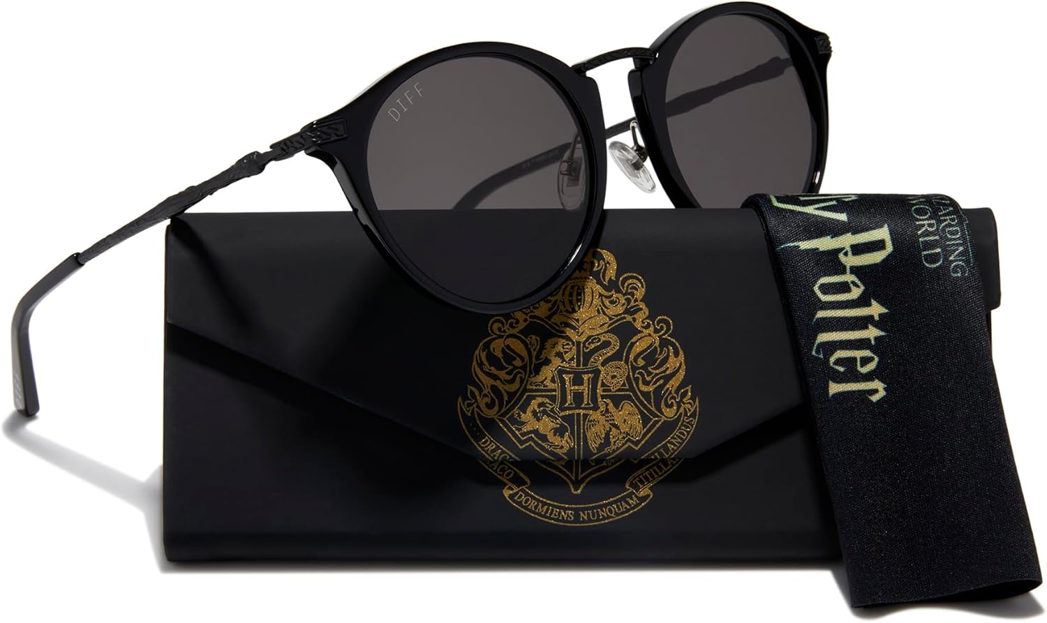 DIFF Harry Potter 2.0 Designer Round Sunglasses for Men and Women UV400 Protection, Tuxedo Black + Yule Ball Grey