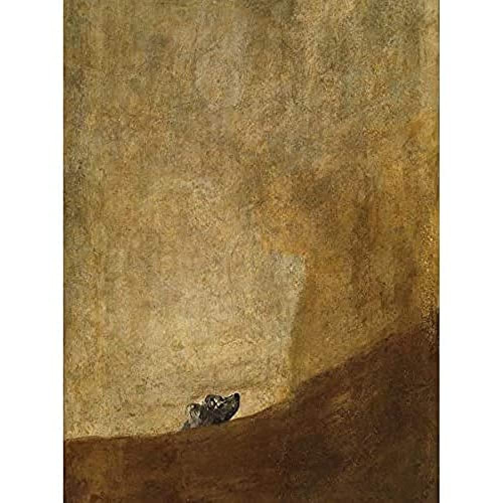 Goya Dog Painting Art Print Canvas Premium Wall Decor Poster Mural, Gold