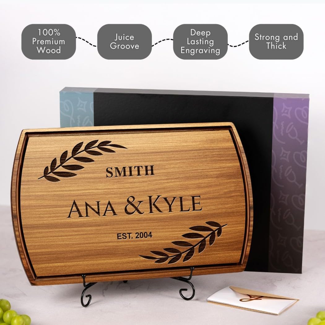 Personalized Christmas Gifts for Couples - Custom Engraved Cutting Board, Walnut Wood Charcuterie Board, Unique Holiday Gift for Family, Newlyweds, or Housewarming, Custom Kitchen Decor - Image 6